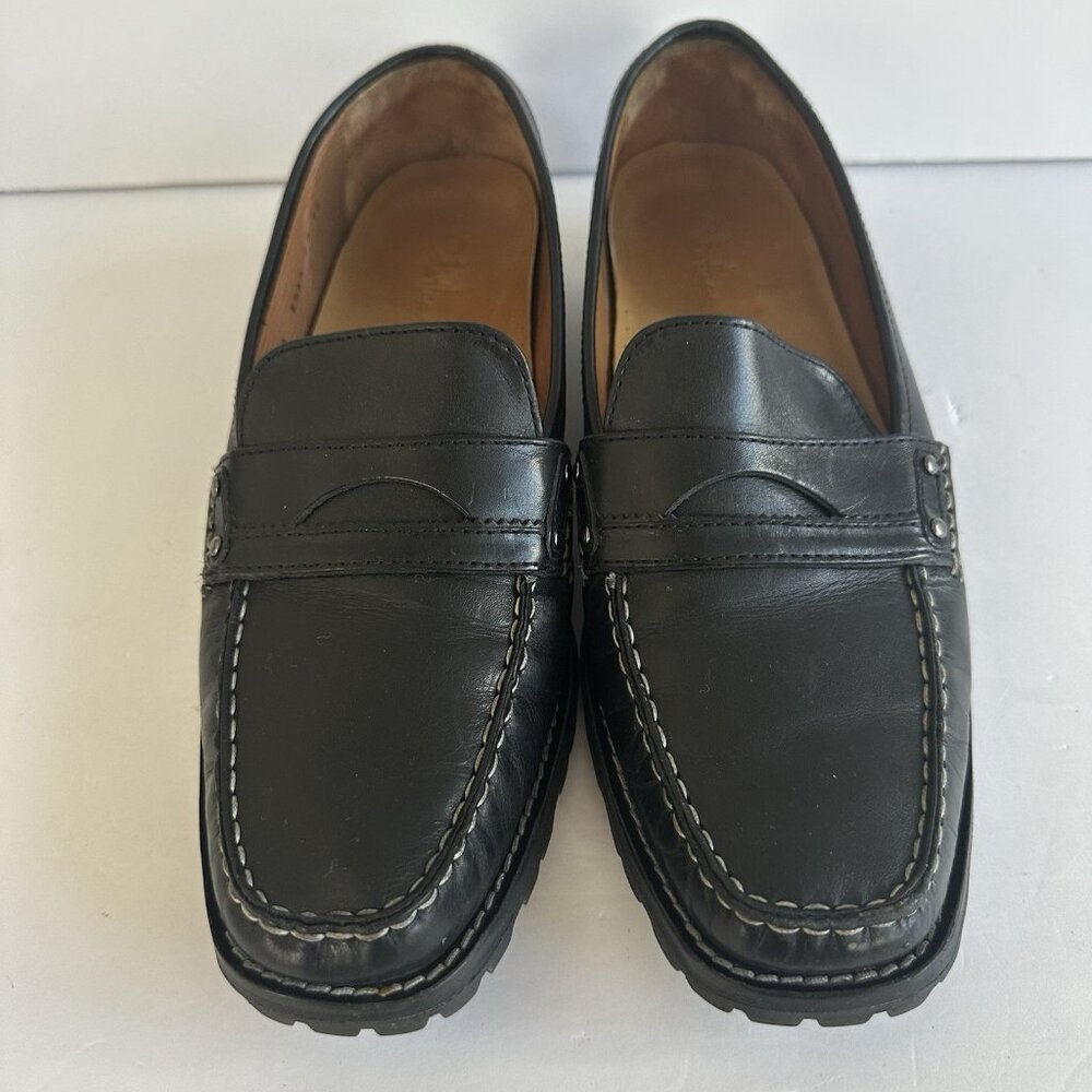 Cole Haan Pinch Penny Loafer Women's 8.5 AA Black Lug Sole Preppy‎ Academia 90s - Picture 2 of 11